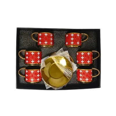 Glass Coffee Cups -Set Of 6 Pcs With Plates