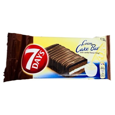7Days Cocoa Cake Bar With Vanilla Flavour Filling 32g