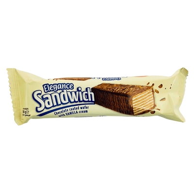 Elegance Sandwich Chocolate Coated Wafer With Vanilla Cream 50g