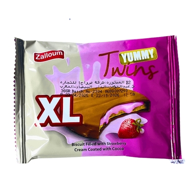 Twins XL Biscuit Filled With Strawberry Cream Coated With Cocoa 36g