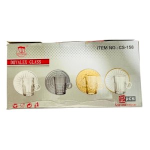 Doyalex Glax Tea Glass With Plates 6+6pcs