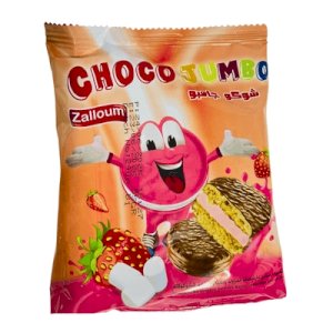 Choco Jumbo Strawberry Marshmallow Sandwich Biscuit Coated With Chocolate Flavor 55g
