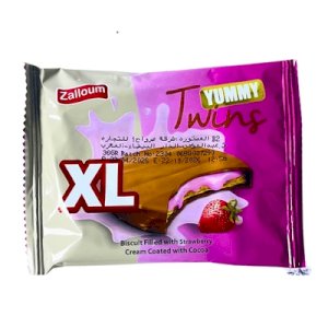 Twins XL Biscuit Filled With Strawberry Cream Coated With Cocoa 36g