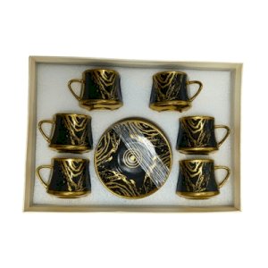 Glass Coffee Cups - Set of 6 With Plates