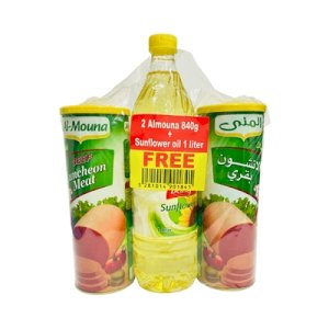 Al Mouna Special Offer 2 Luncheon Beef 840g + 1LSunflower Oil