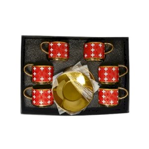 Glass Coffee Cups -Set Of 6 Pcs With Plates